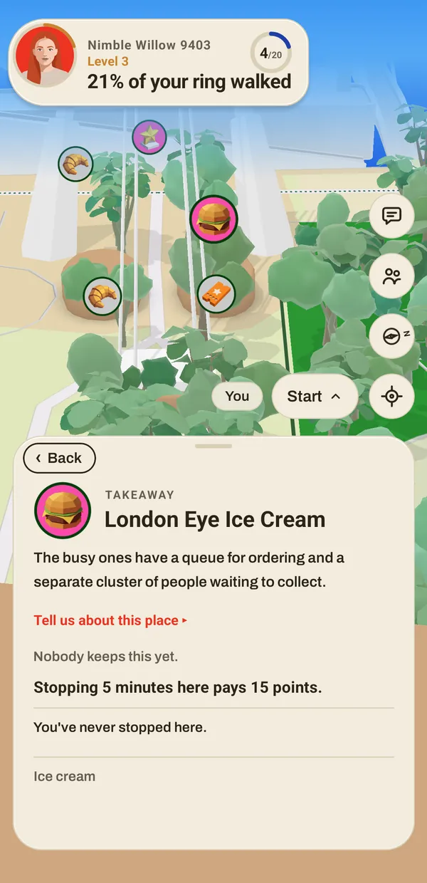 A place card for an ice cream stand by the London Eye.
